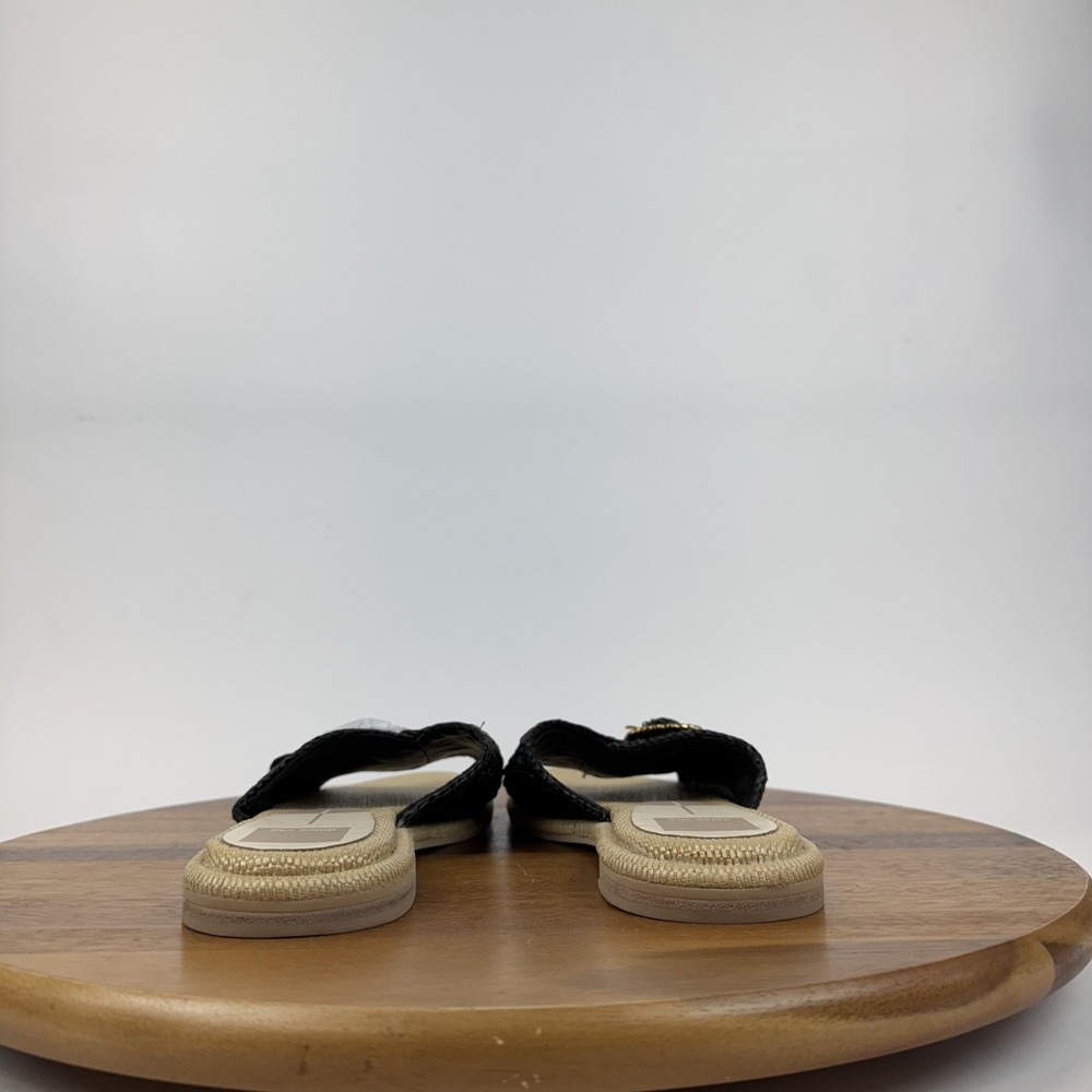 New Womens Dolce Vita Alonzo Black Raffia Buckle Casual Slides Sandals Size 9 M - Picture 4 of 7
